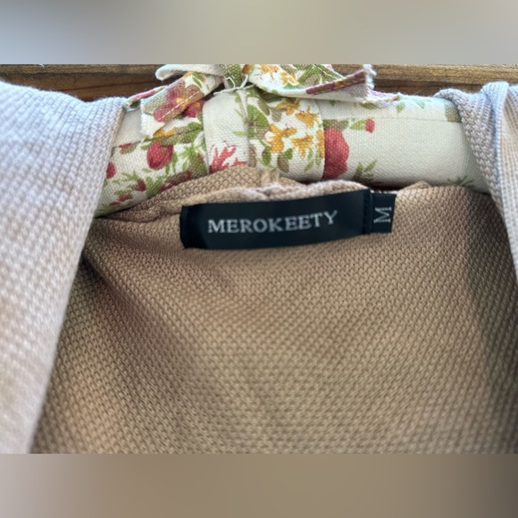 Long beige hooded cardigan, NWOT, size Medium, perfect condition, waffle - Picture 3 of 4